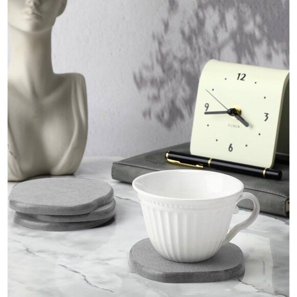 Diatomaceous Earth Set of 6 Absorbent Abstract Coasters 4in Coffee Bar Tiki Bar - Picture 5 of 8